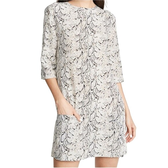 Equipment Femme 100% Silk Snakeskin Print Shift Mini Dress Size S Boho Western - Picture 1 of 12